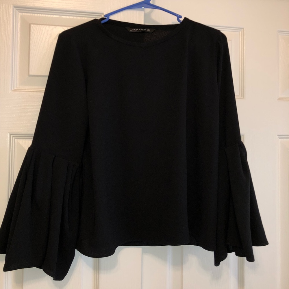 Zara black blouse bell sleeves